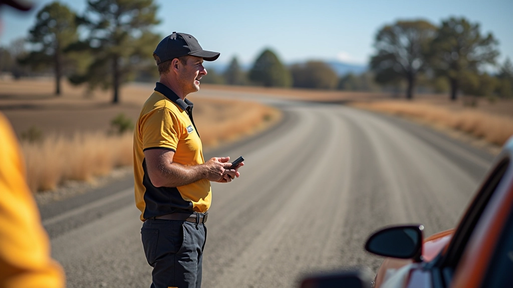 Adult driver training on gravel track with professional instruction during progression course
