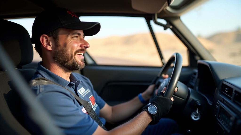 Co-driver and driver communicating in rally car interior