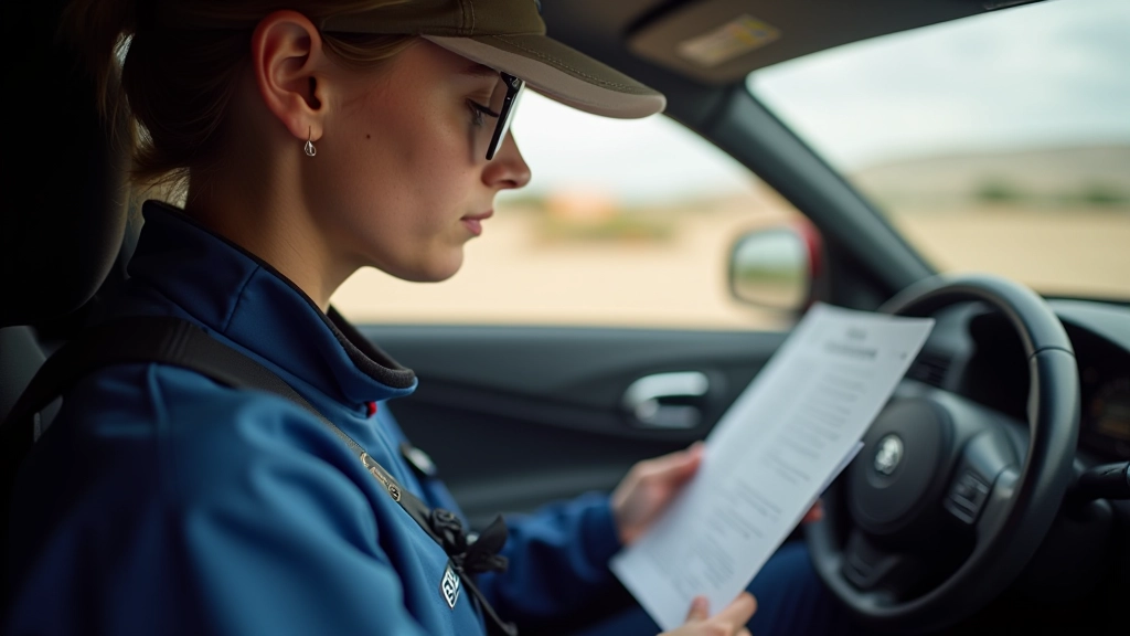 Co-driver taking notes during stage navigation training