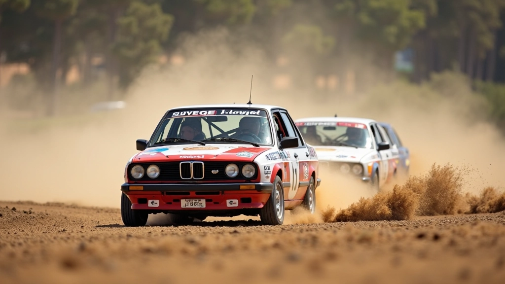 Multiple rally cars training on gravel track during practice session
