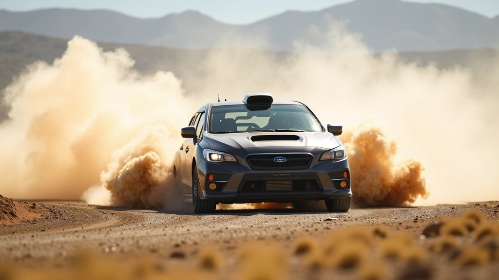 Rally car on gravel track